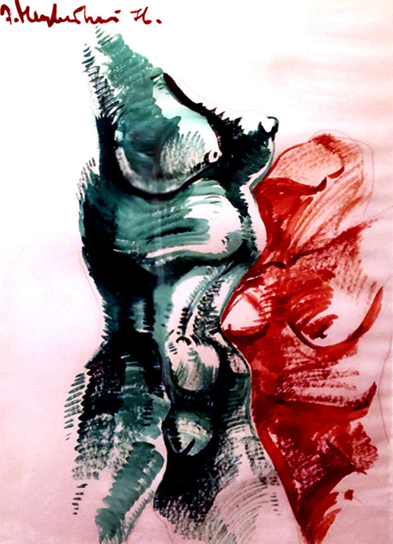 Female Seduction 2 1976 22x30 Original Painting by Ernst Neizvestny Female Seduction 2 1976 22x30 Original Painting by Ernst Neizvestny