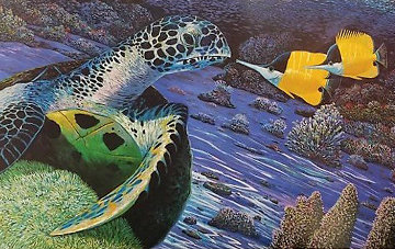 Turtle And the Butterfly 1988 Limited Edition Print - Robert Lyn Nelson