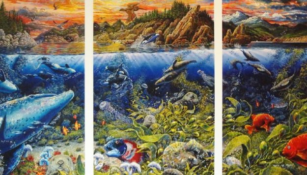 Underwater World Triptych by Robert Lyn Nelson - For Sale on Art
