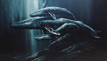 Untitled (Whales) 1979 32x56 Super Huge Original Painting - Robert Lyn Nelson Untitled (Whales) 1979 32x56 Super Huge Original Painting - Robert Lyn Nelson