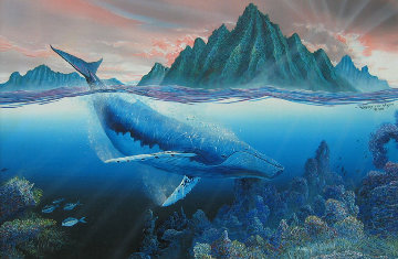 Singing Whale 1988 20x30 Original Painting - Robert Lyn Nelson