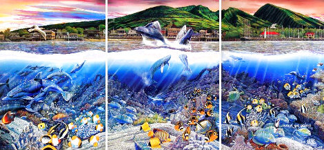 Lahaina Rhythm Land and Sea Triptych 1987 - Huge Mural Size Limited Edition Print - Robert Lyn Nelson