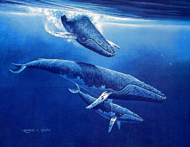 Untitled Whales 1981 - Signed Twice by Robert Lyn Nelson - For