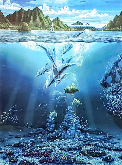 In Harmony 1984 - Koa Wood Frame - Hawaii Limited Edition Print by Robert Lyn Nelson