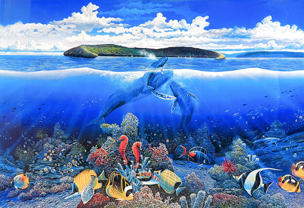 Molokini First Breath 1985 - Koa Wood Frame - Maui by Robert Lyn