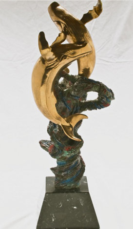 Untitled Mating Dance Bronze Scuplture 1987 23 in Sculpture - Robert Lyn Nelson