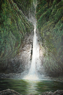 Sacred Falls, Hawaii 1975 40x28 Huge - Maui Original Painting - Robert Lyn Nelson