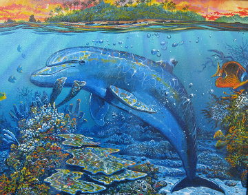 South Pacific Hues 13x16 Original Painting - Robert Lyn Nelson