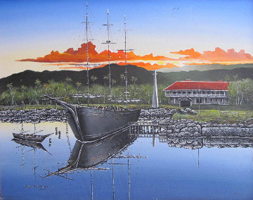 Carthagrnian Sunrise 1973 (Lahaina, Maui 1900) 24x30 Original Painting - Robert Lyn Nelson Carthagrnian Sunrise 1973 (Lahaina, Maui 1900) 24x30 Original Painting - Robert Lyn Nelson
