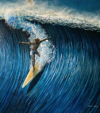 North Shore Surfer 1977 28x34 Oahu, Hawaii Original Painting - Robert Lyn Nelson