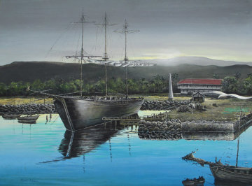 Lahaina Harbor Front 1970 24x30 Original Painting - Robert Lyn Nelson