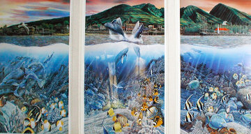 Lahaina Rhythm Land Sea Triptych 1987 Huge  Limited Edition Print - Robert Lyn Nelson