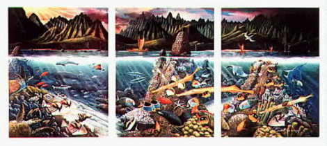Chant to Nature 54x27 1987  Huge Triptych Limited Edition Print - Robert Lyn Nelson