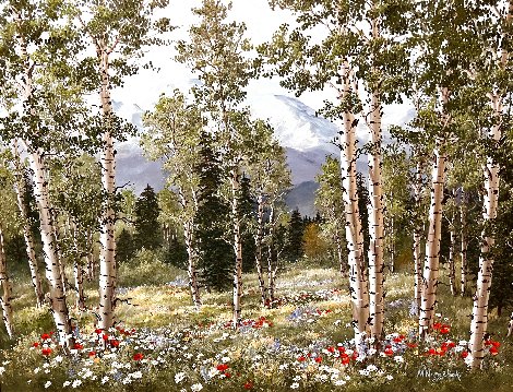 High Country Aspen and Daisies Embellished - Huge Limited Edition Print - Melanie Nemechek