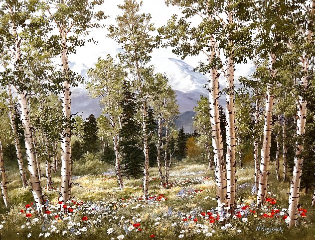 High Country Aspen and Daisies Embellished - Huge Limited Edition Print by Melanie Nemechek