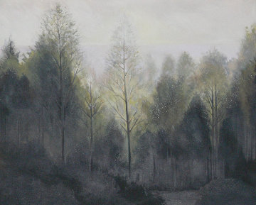 Forest Morning 1984 60x73 Huge (Early Landscape) Original Painting - Lowell Blair Nesbitt Forest Morning 1984 60x73 Huge (Early Landscape) Original Painting - Lowell Blair Nesbitt
