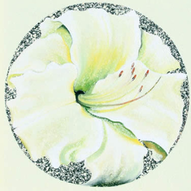 Lemon White Lily 1982 26x26 Original Painting by Lowell Blair Nesbitt
