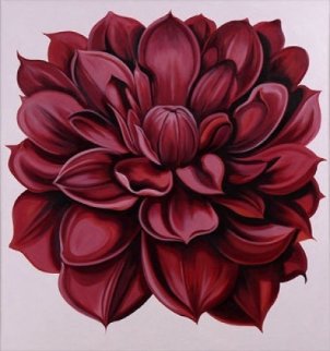 Red Dahlia 44x40 Huge Original Painting - Lowell Blair Nesbitt Red Dahlia 44x40 Huge Original Painting - Lowell Blair Nesbitt