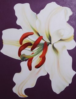 White Lilly on Violet 1971 42x33 Original Painting - Lowell Blair Nesbitt White Lilly on Violet 1971 42x33 Original Painting - Lowell Blair Nesbitt