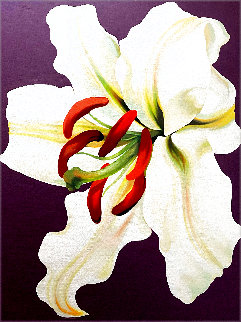 White Lily on Violet 1971 46x36 Original Painting - Lowell Blair Nesbitt White Lily on Violet 1971 46x36 Original Painting - Lowell Blair Nesbitt