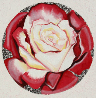 Red And White Rose 1982 26x26 Original Painting - Lowell Blair Nesbitt Red And White Rose 1982 26x26 Original Painting - Lowell Blair Nesbitt