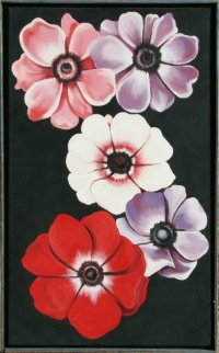 Five Anemones 1988 30x18 Original Painting - Lowell Blair Nesbitt Five Anemones 1988 30x18 Original Painting - Lowell Blair Nesbitt