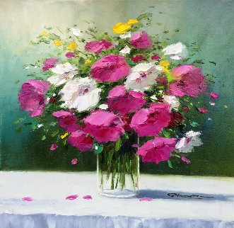 Fuscia Splash 2015 18x18 Original Painting - Gerhard Nesvadba Fuscia Splash 2015 18x18 Original Painting - Gerhard Nesvadba