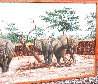 Elephants 1975 52x35 - Huge Original Painting by Bo Newell - 2