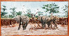 Elephants 1975 52x35 - Huge Original Painting by Bo Newell - 1