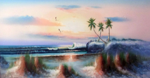 Untitled Seascape 27x51 Original Painting by Harold Newton Untitled Seascape 27x51 Original Painting by Harold Newton