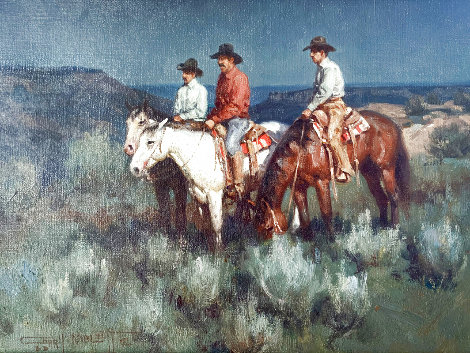 Canyon Night Riders 18x22 Original Painting - Gary Niblett
