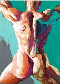Man with Back View 2004 51x37 - Huge Original Painting - Francoise Nielly