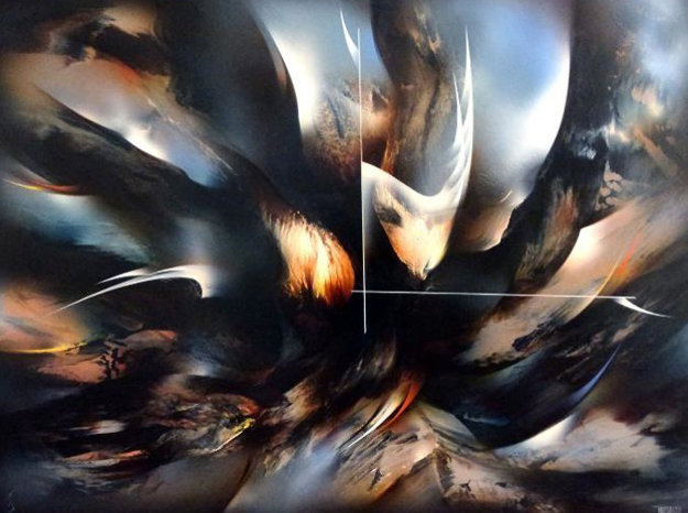 Serie Del Buque Fantasma 1960 35x49 Original Painting by Leonardo Nierman Serie Del Buque Fantasma 1960 35x49 Original Painting by Leonardo Nierman