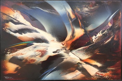 Birth of Lightning 1987 30x37 Original Painting - Leonardo Nierman