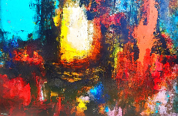 Prehistoric Landscape 1963 44x64 Huge Original Painting - Leonardo Nierman Prehistoric Landscape 1963 44x64 Huge Original Painting - Leonardo Nierman