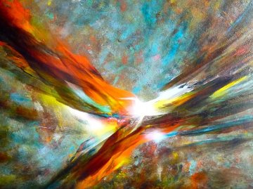 Cosmic Wind 1970 37x49 Original Painting - Leonardo Nierman Cosmic Wind 1970 37x49 Original Painting - Leonardo Nierman
