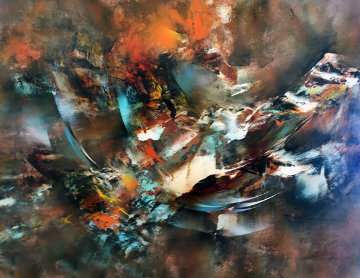 Autumn Wind 1977 37x49 Huge Original Painting - Leonardo Nierman Autumn Wind 1977 37x49 Huge Original Painting - Leonardo Nierman