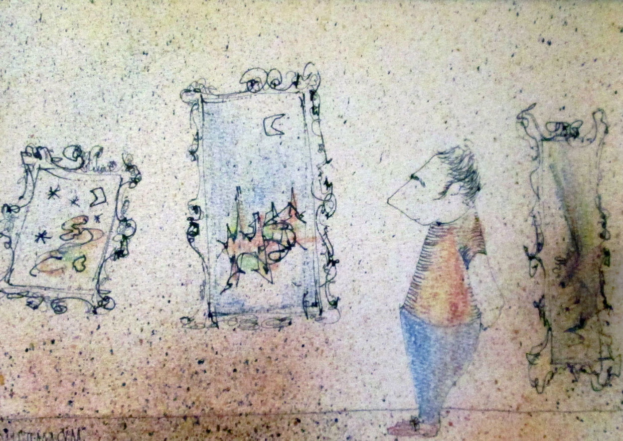 Art Buyer Drawing 1980 8x11 Drawing by Leonardo Nierman Art Buyer Drawing 1980 8x11 Drawing by Leonardo Nierman