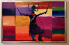 Apache Mountain Spirit Dancer Triptych 1985 46x71 - Huge Mural Size Original Painting by John Nieto - 1