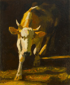 Cow 2014 47x39  Huge  Original Painting - Robert Nizamov