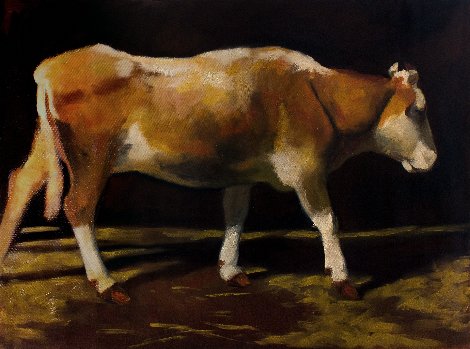 Cow 2014 41x55 - Huge Original Painting - Robert Nizamov