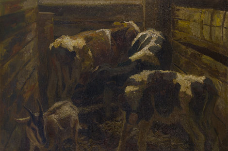 Calves 2019 41x57 - Huge Original Painting - Robert Nizamov