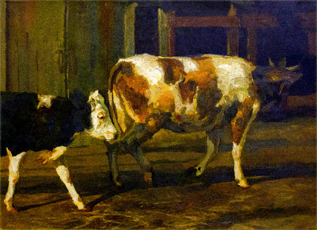 Calves 2019 41x57 - Huge Original Painting by Robert Nizamov