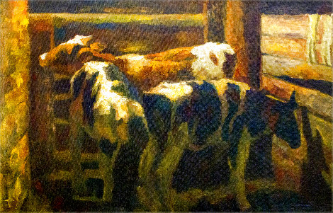 Calves 2019 41x57 - Huge Original Painting - Robert Nizamov