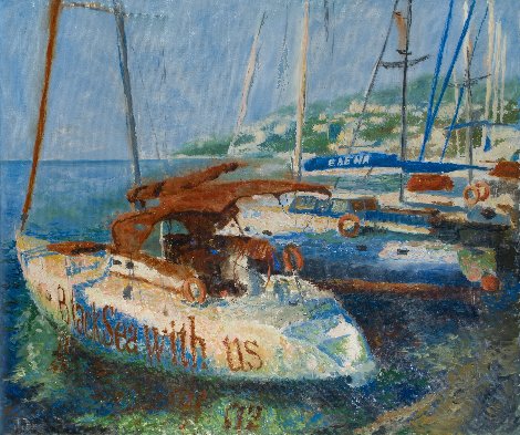 Boats 2014 39x47 Huge Original Painting - Robert Nizamov