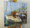 Boats 2014 39x47 Huge Original Painting by Robert Nizamov - 2