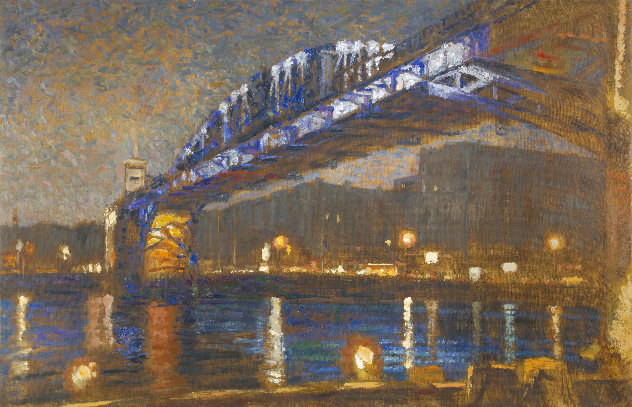 Pushkin Bridge 2020 40x59 Huge - Russia Original Painting by Robert Nizamov