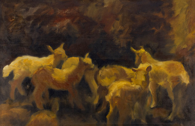 Goats 1 2015 41x62 - Huge Original Painting by Robert Nizamov