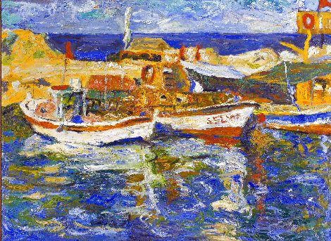 Boats 2010 38x51 Huge Original Painting - Robert Nizamov