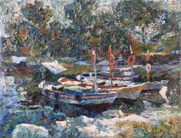 Boats 2010 49x50 Super Huge Original Painting - Robert Nizamov Boats 2010 49x50 Super Huge Original Painting - Robert Nizamov